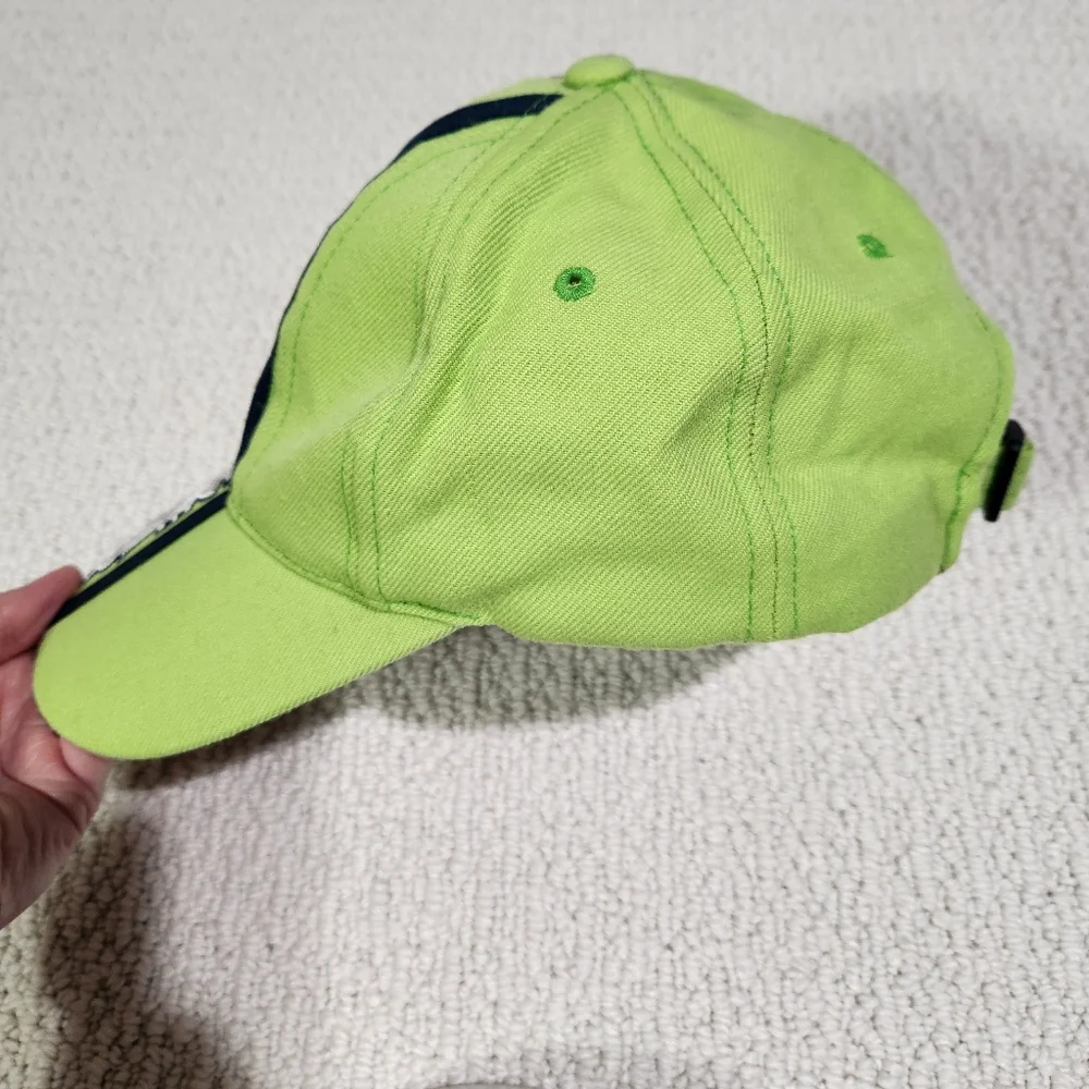 VTG TOMMY GEAR Green Navy Blue w White Letters Adjustable Hat Hilfiger Rare